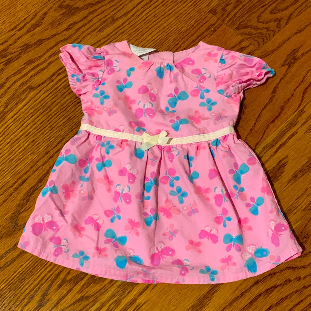 Little Wonders - Pink Butterfly Dress with Matching Diaper Cover